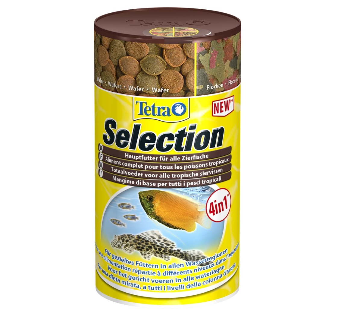 Tetra Selection 4 в 1 (100 мл) - хлопья, чипсы, гранулы, вафер микс