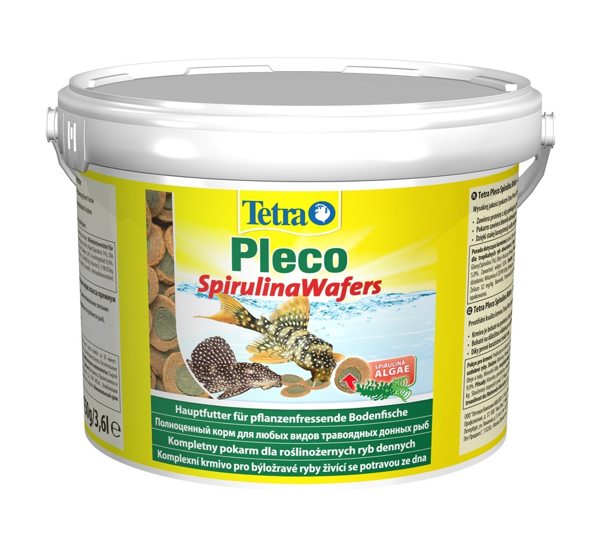 Tetra Pleco Spirulina Wafers ведро 3.6 л- корм для крупных травоядных донных рыб (таблетки)