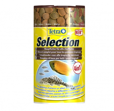 Tetra Selection 4 в 1 (100 мл) - хлопья, чипсы, гранулы, вафер микс