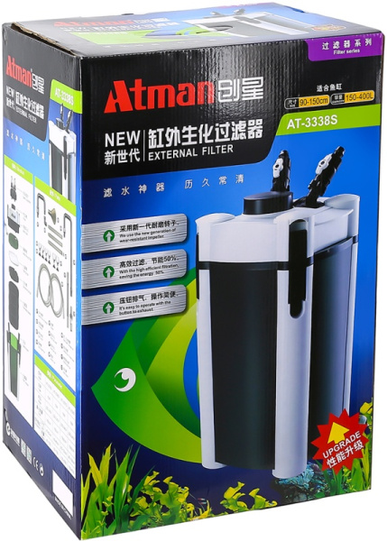 Atman ATM-AT-3338S Фильтр внешний для аквариума до 400 литров, 1500 л/ч, 18W