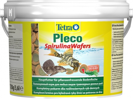 Tetra Pleco Spirulina Wafers ведро 3.6 л- корм для крупных травоядных донных рыб (таблетки)