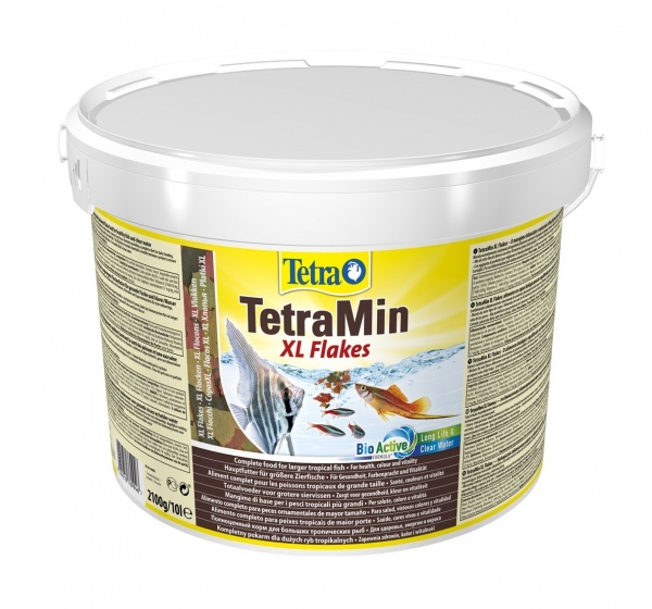 TetraMin XL Flakes 10л (ведро) - универсальный корм для рыб (крупные хлопья)